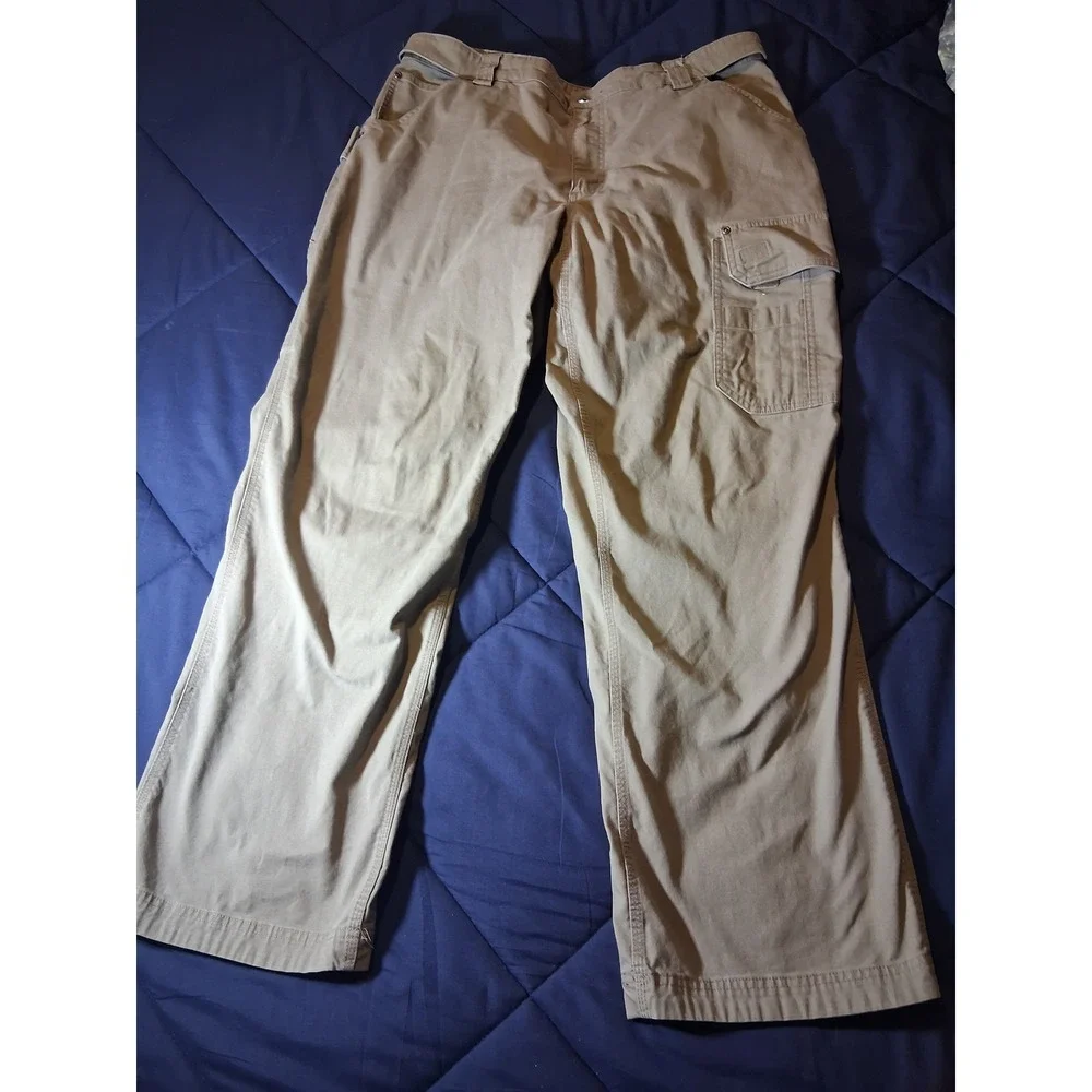 Duluth Trading Co Coolmax Flex Firehose Relaxed Fit Cargo Pants Tan 42x32 Mens